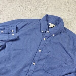 Carbon2cobalt Shirt Mens Medium Blue Polka Dot Long Sleeve Button Up Casual